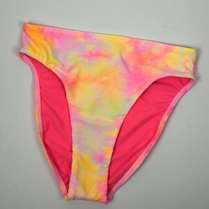 PilyQ PQ Corona Tie Dye Hillary High Waist Pink Swim Bikini Bottom Size S NWT